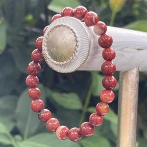 8mm Red Jasper Stretch Bead Bracelet